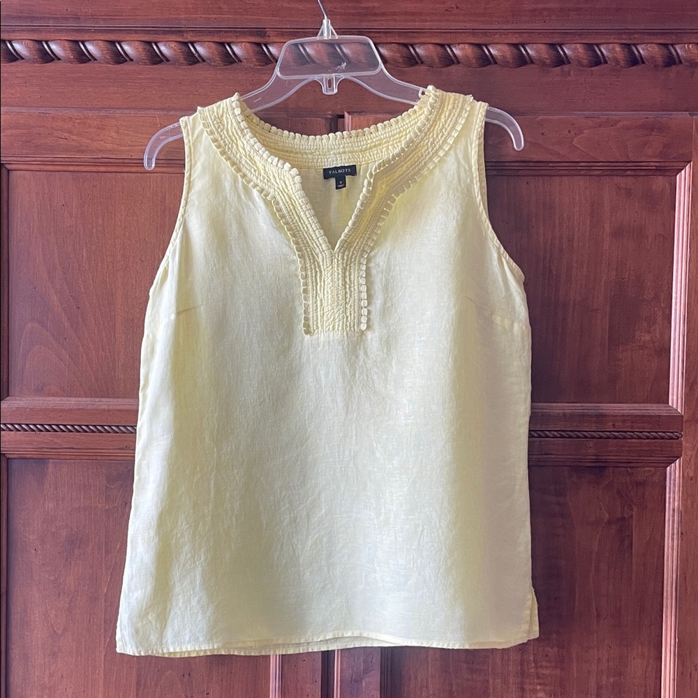 Talbots VIVID Yellow Linen Tank Top